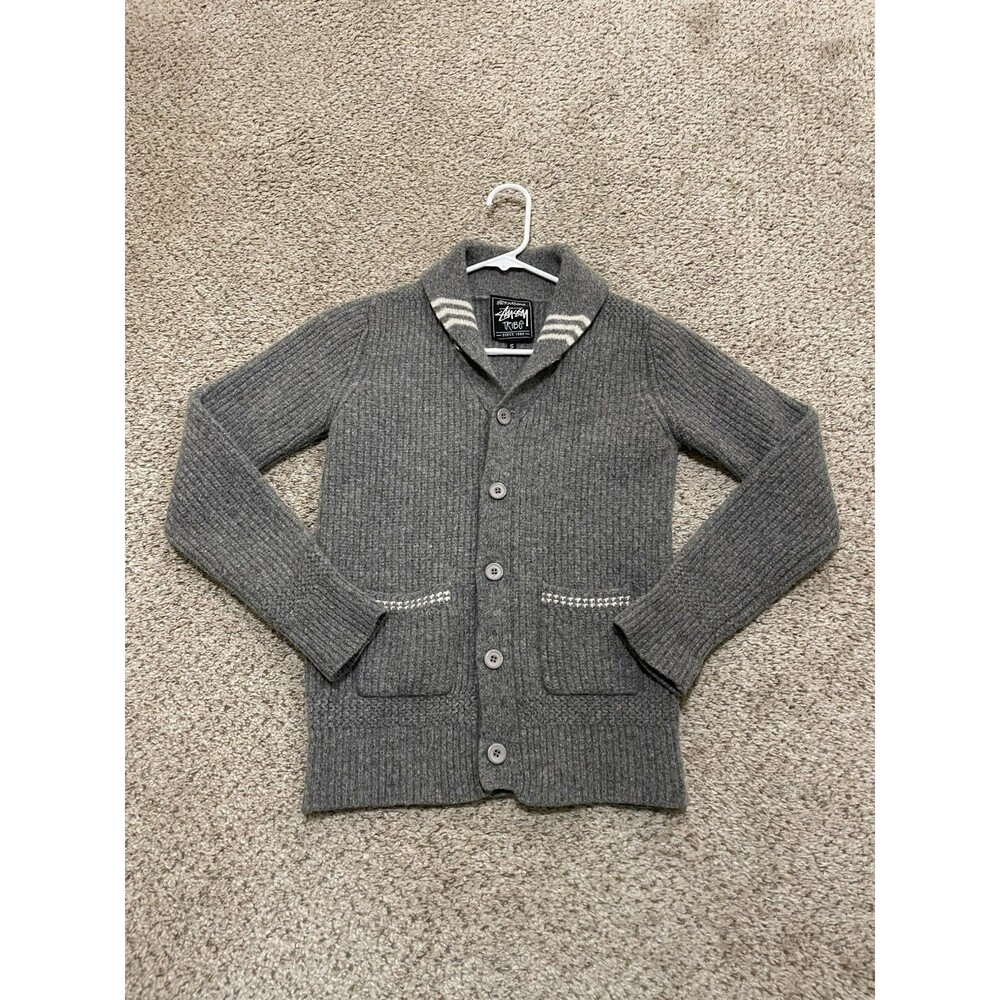 Stussy Classic 100% Lambswool Ladies Vintage Cardigan Knit Sweater Size Small